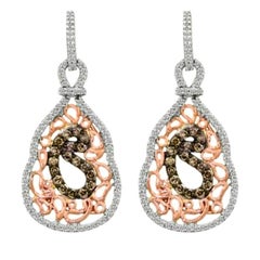 Ohrringe mit Schokoladen- und Vanillediamanten in 14K zweifarbigem Gold