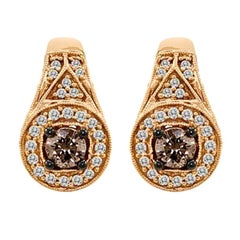 chocolate diamond set Earrings Featuring Chocolate Diamonds, Vanilla Diamonds Set in 14k Honey Gold