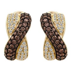 Earrings Featuring Chocolate Diamonds, Vanilla Diamonds Set in 14k Honey Gold Earrings Featuring Chocolate Diamonds, Vanilla Diamonds Set in 14k Honey Gold