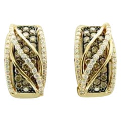 Pendientes con Diamantes Chocolate, Diamantes Vainilla engastados en Oro Miel 14k