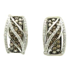 Pendientes con Diamantes Chocolate , Diamantes Vainilla engastados en Oro Vainilla de 14K