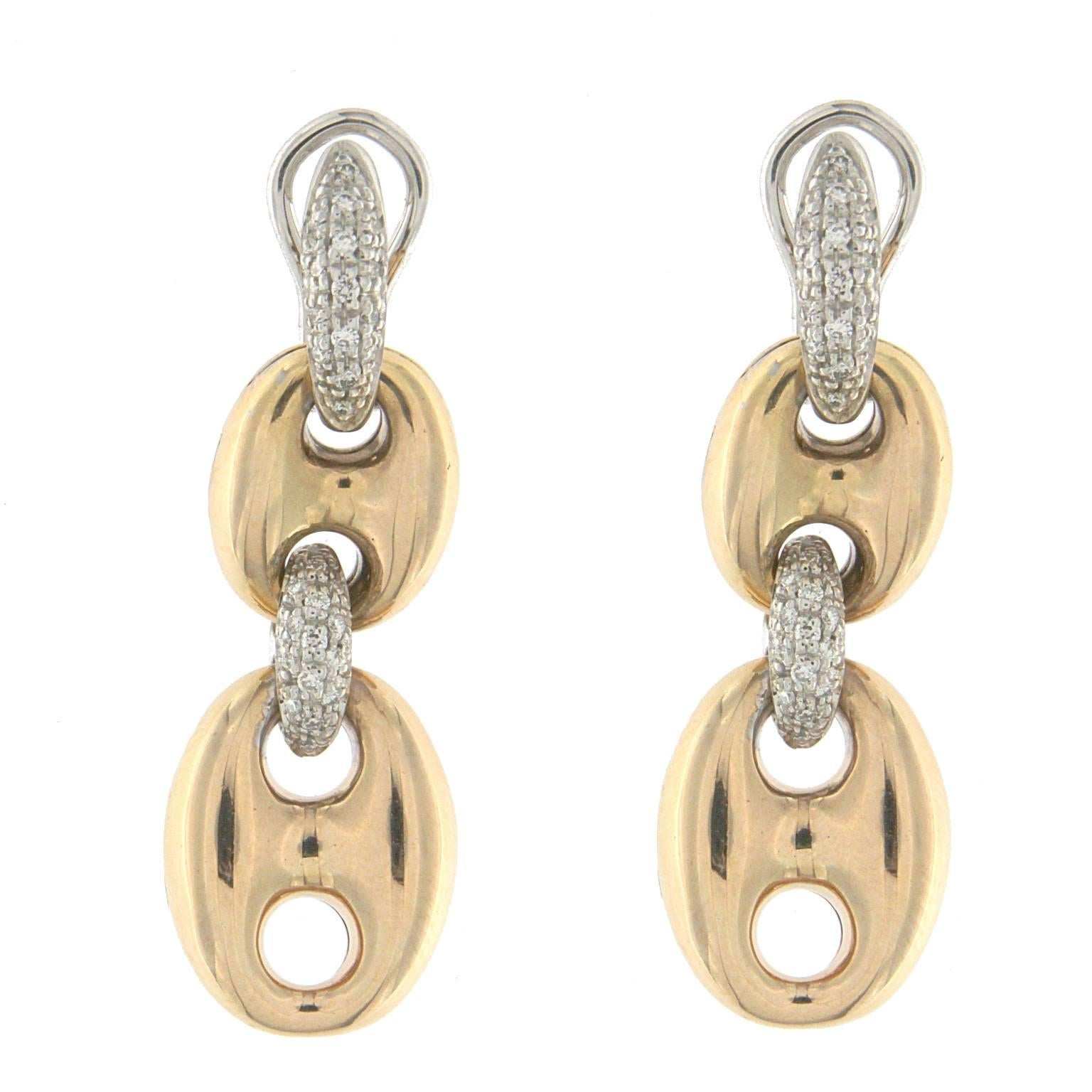 Earrings from the Collection "Marina" 18 Karat Rose and White Gold and Diamonds