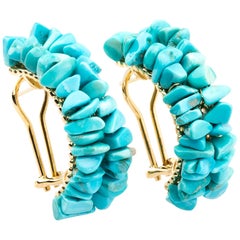 Boucles d'oreilles or et turquoise naturelle