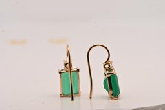 Earrings Green Onyx Diamants 0, 12 Carats Yellow Gold 18 Carats