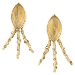 Boucles d'oreilles Happy Octopus en or, citrine et diamants