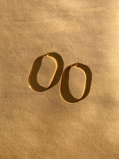Earrings Hoop Shape Minimal Snake Chain 18 Karat Gold-Plated Silver Small, Greek