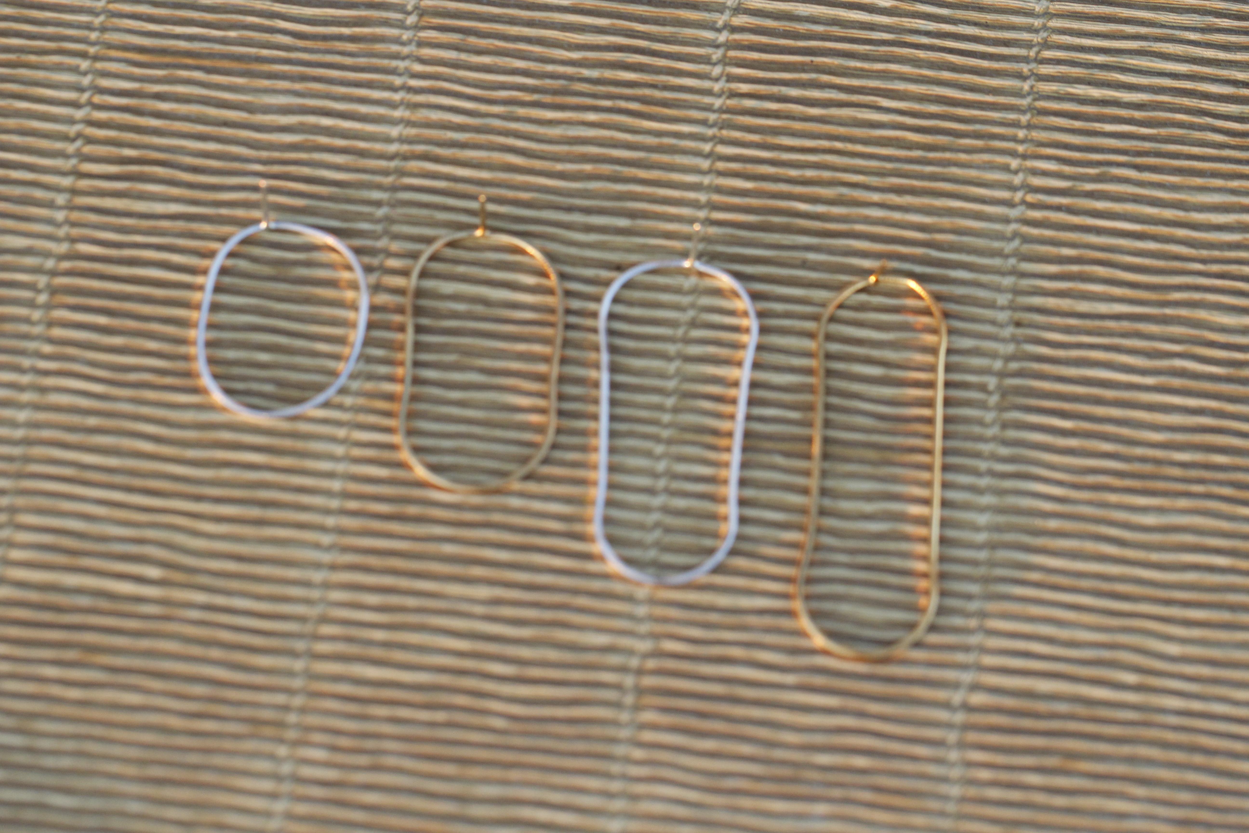 Earrings Hoop Shape Minimal Snake Chain 18 Karat Gold-Plated Silver Small, Greek For Sale 3