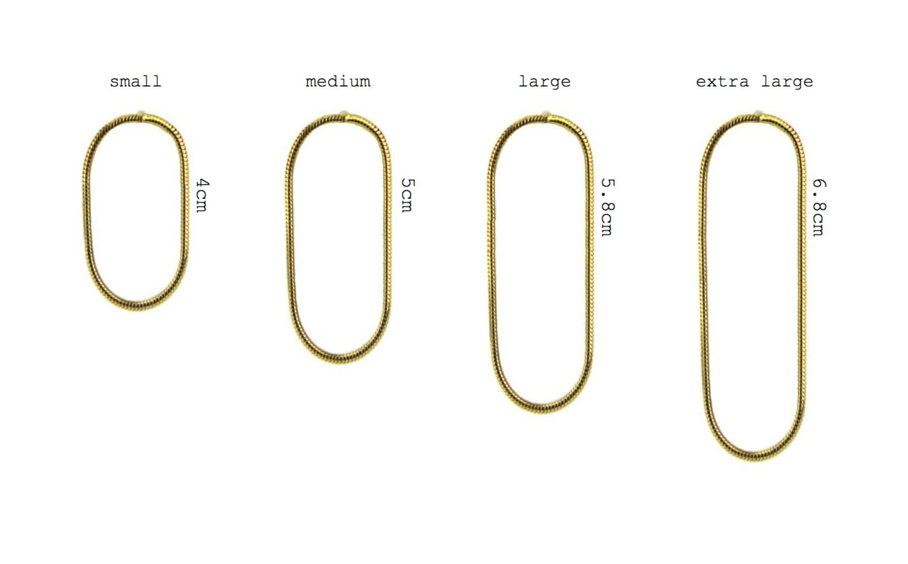 Earrings Hoop Shape Minimal Snake Chain 18 Karat Gold-Plated Silver Small, Greek For Sale 4