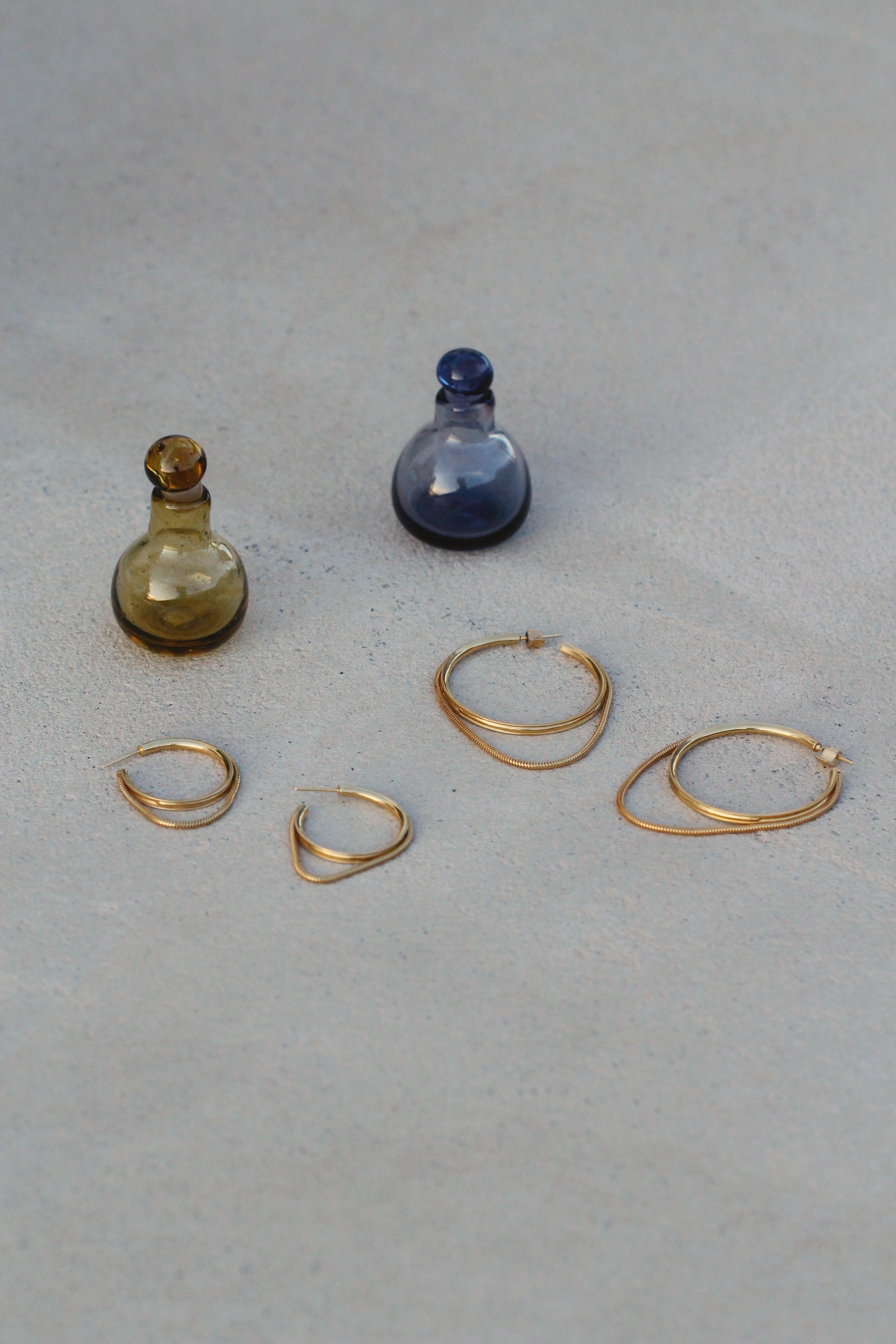 Women's  Earrings Hoops Minimal Large Snake Chain  18KGold-Plated Silver Greek Earrings