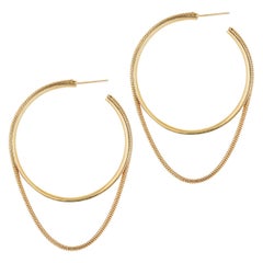 Earrings Hoops Minimal Large Snake Chain 18K Gold-Plated Silver Greek Earrings