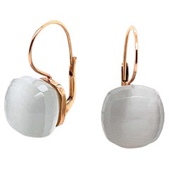 Model Lever-Back with a Grey Hydro Quartz Earrings Gold 18 Karat  