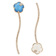 Boucles d'oreilles en or rose 18 carats avec pierres précieuses « Flower Moon » et diamants