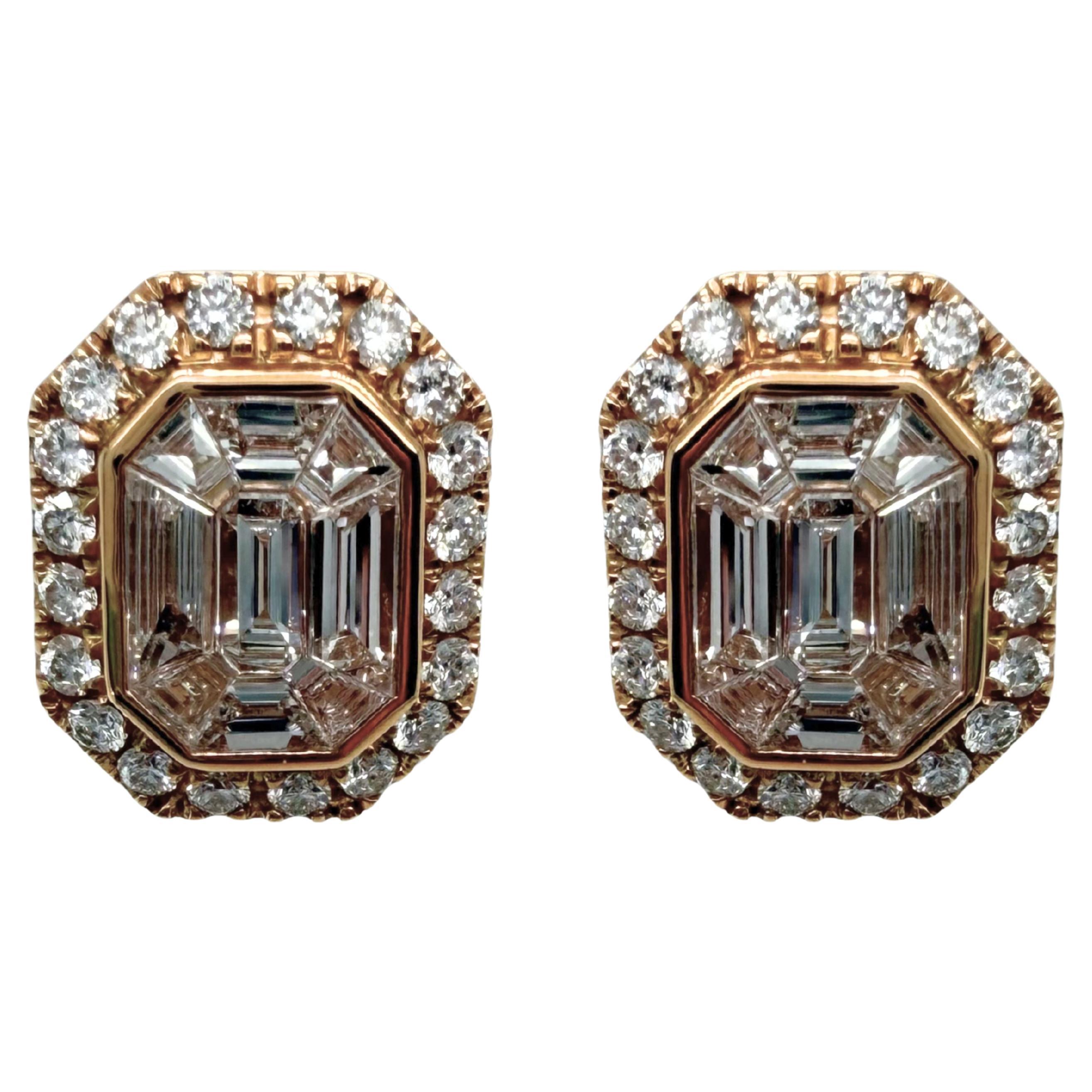 Orecchini in oro rosa 18 carati con diamanti Nature