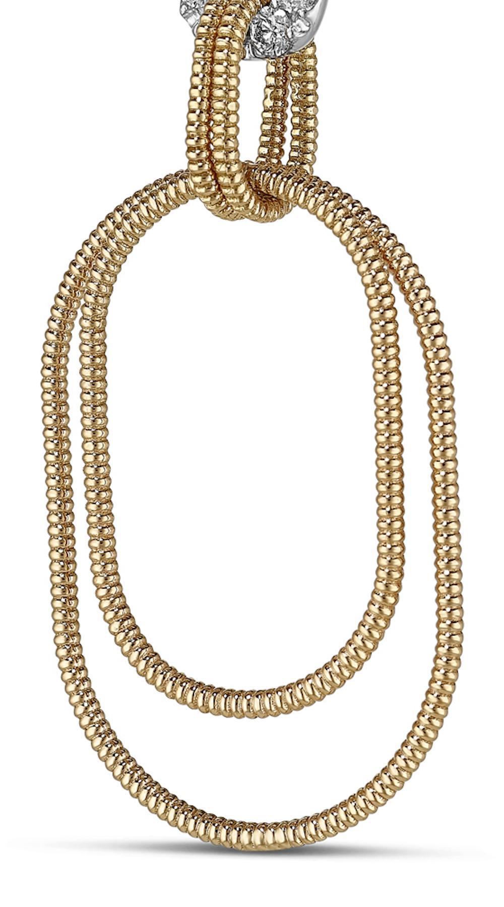 Women's Earrings in 18K Rose Gold with White Diamonds Set in 18K White Gold For Sale