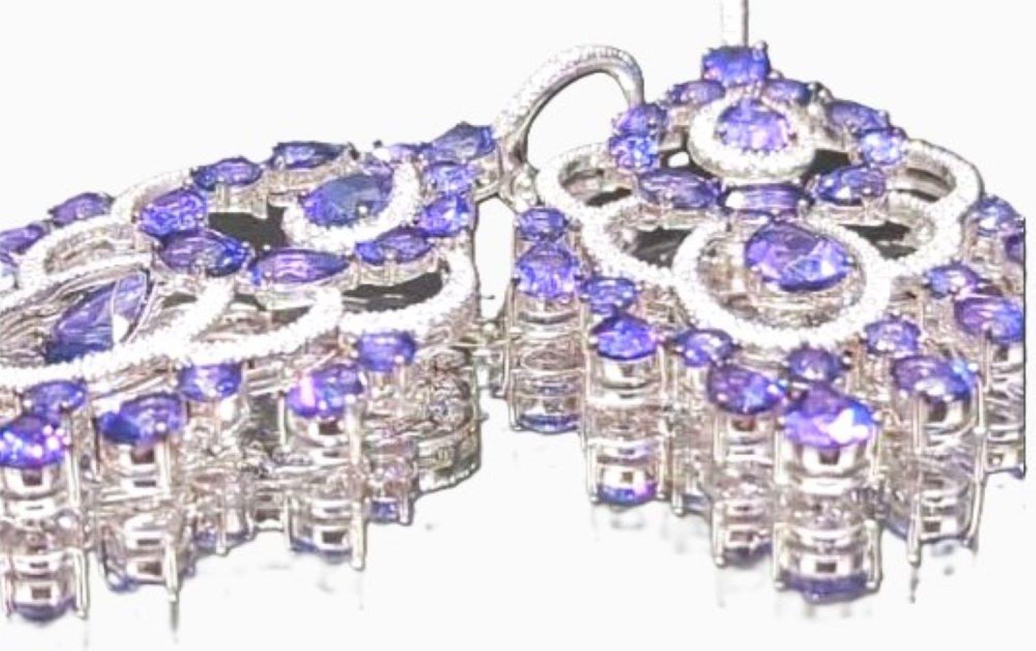 Taglio smeraldo Orecchini in oro bianco 18k, diamanti e ametista in vendita