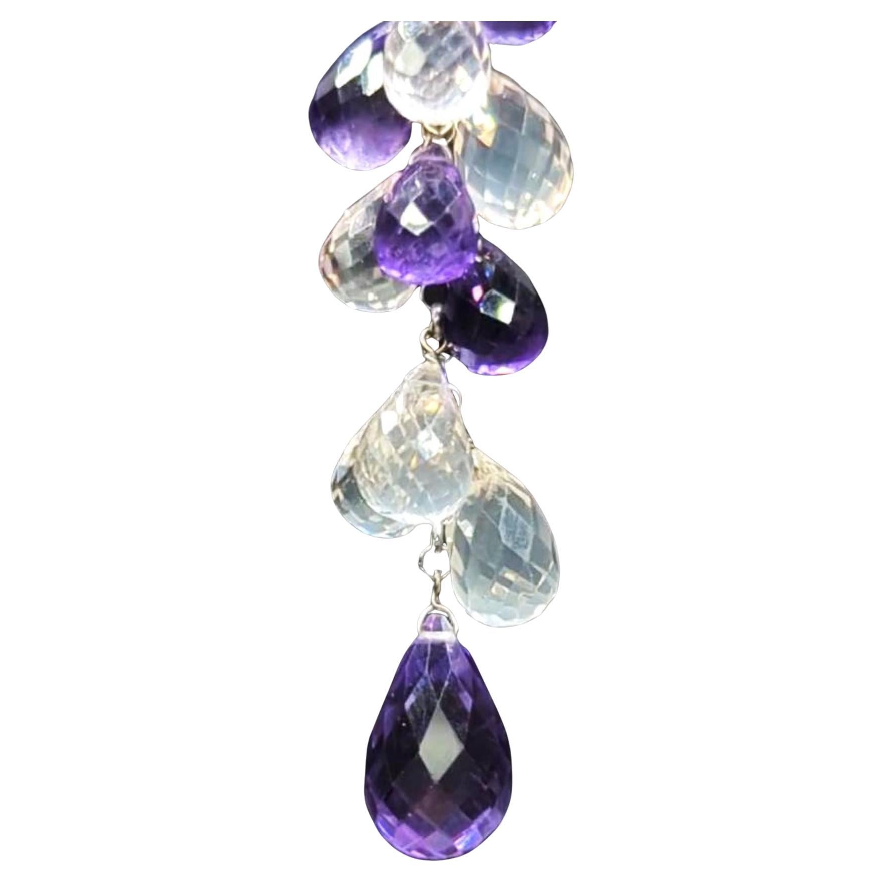 Contemporain Boucles d'oreilles en or blanc 18 carats, diamants et améthyste en vente