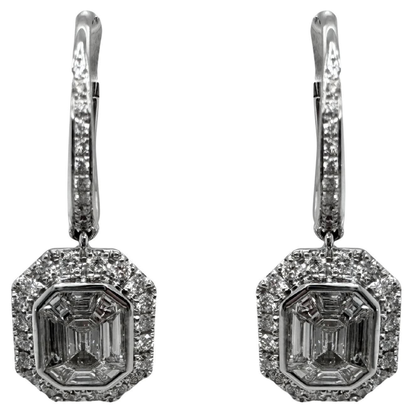 Orecchini in oro bianco 18 carati con diamanti Nature