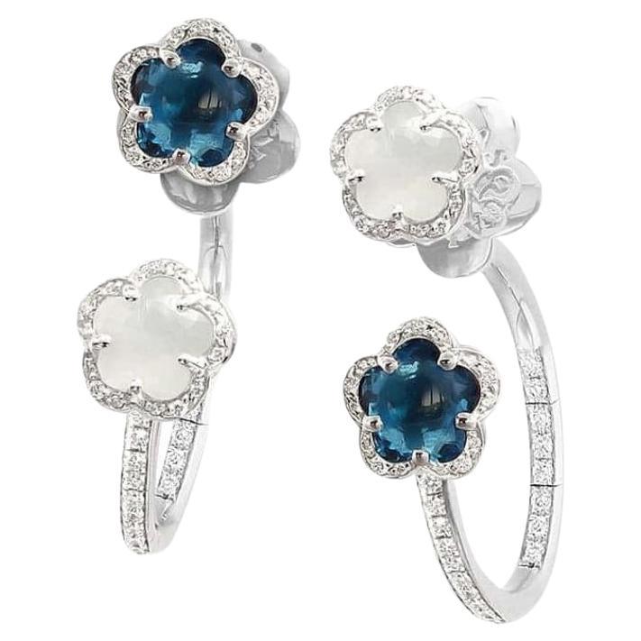 Earrings in 18k White Gold with 'Sky' Gems and Diamonds 16015B For Sale