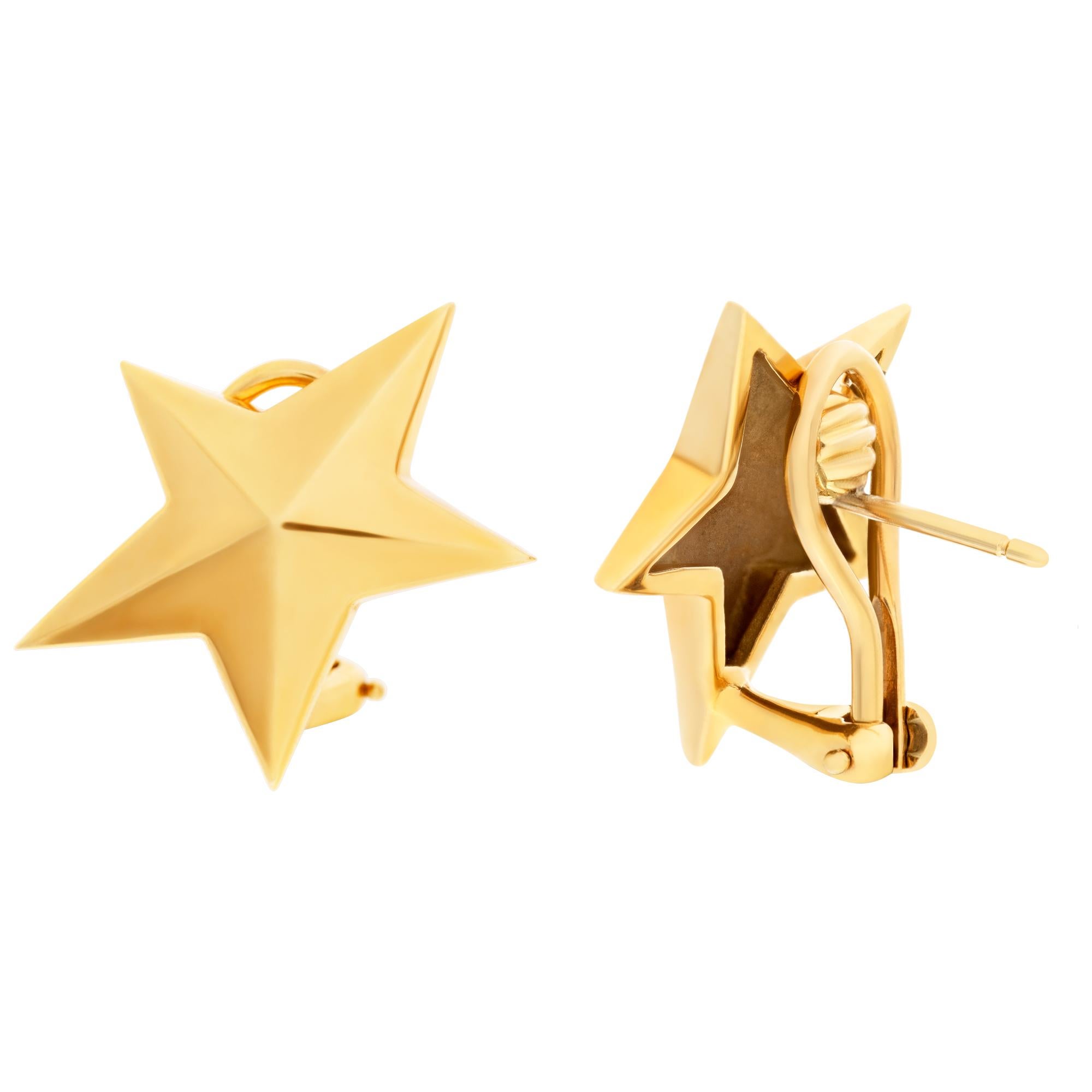 Earrings in 18k Yellow Gold, Tiffany & Co. Star Design In Excellent Condition In Surfside, FL