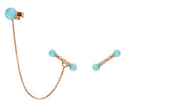 BLUE CHALCEDONY Diamonds Rose Gold Cuff Earrings