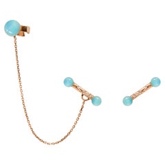 BLUE CHALCEDONY Diamonds Rose Gold Cuff Earrings