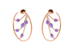 AMETHYST Créoles en or rose coupées en briolette