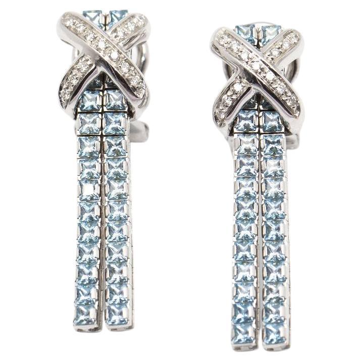 Earrings in Gold , Diamonds and Topazes