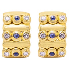 Earrings in Gold, Sapphire and Diamonds