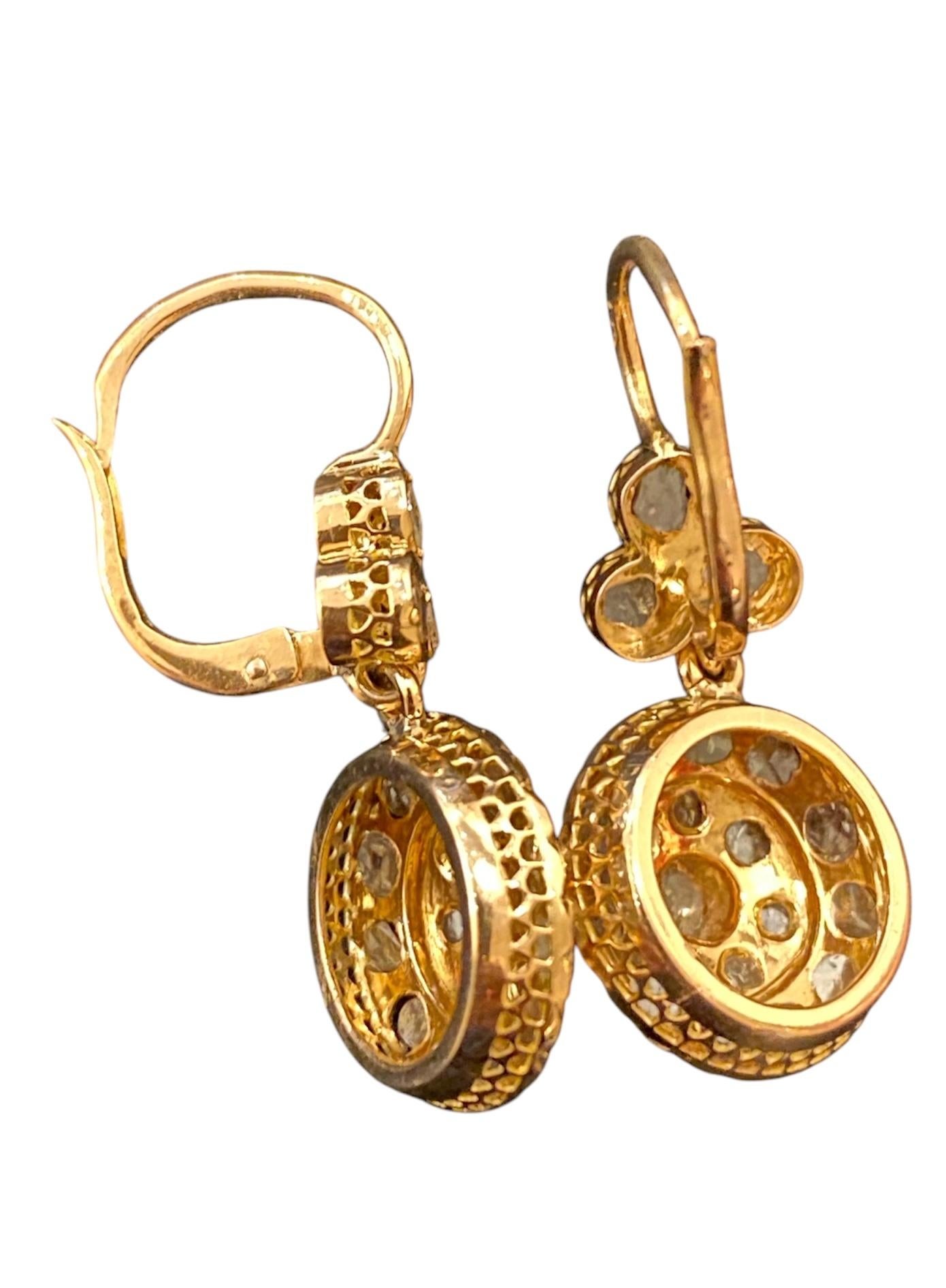 Ohrringe aus Gold mit Diamanten, portugiesisch, frühes 20. Jahrhundert (Belle Époque)