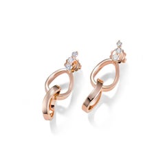 Earrings in hammered 18k rose gold and white diamonds