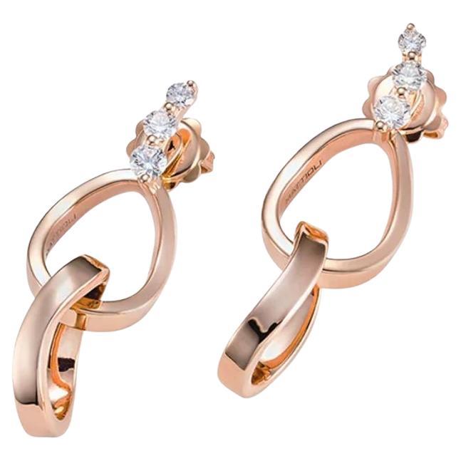 Boucles d'oreilles en or rose 18k martelé et diamants blancs.