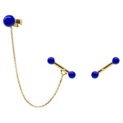 LAPIS LAZULI Diamond Yellow Gold Earrings