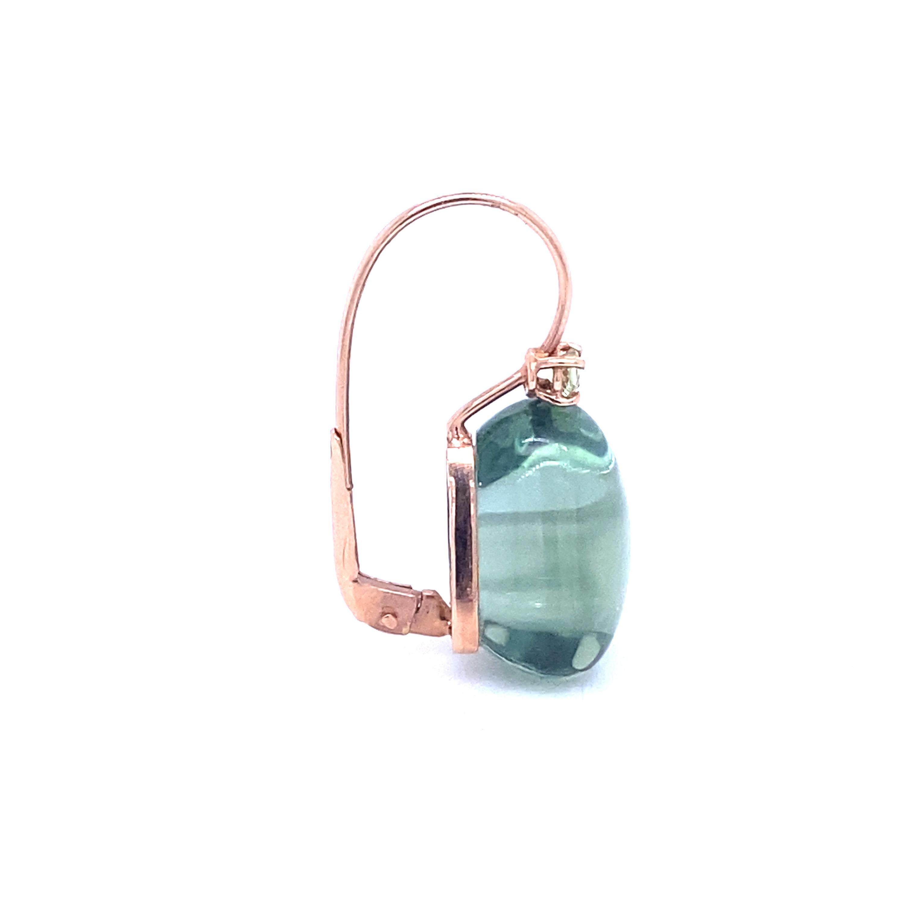 Ohrringe aus Rosa Gold und Hydro Light Smaragd und grünem Saphir im Zustand „Neu“ im Angebot in Vannes, FR