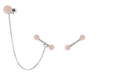 Boucles d'oreilles poignets en or blanc avec diamants roses OPAL