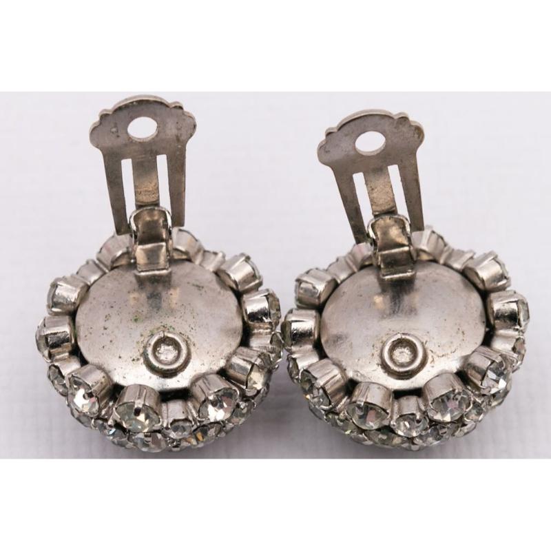 Earrings in Silver-Plate and Rhinsetones For Sale 1