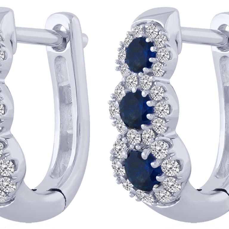 Contemporary Earrings in 18ct white gold with sapphire For Sale