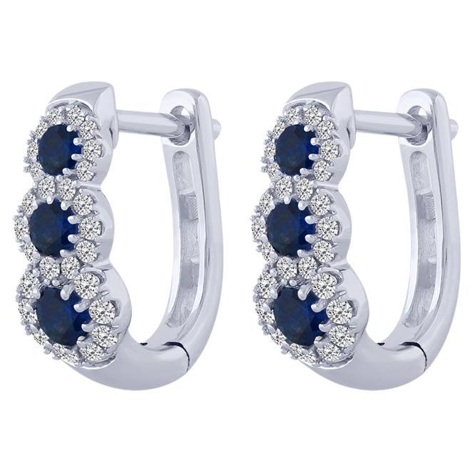 Earrings in 18ct white gold with sapphire For Sale