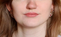 Earrings Rubies and Diamonds, circa 1950 in Yellow 18 Carat Gold Platinum