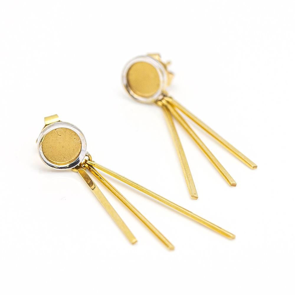 Dangling earrings in Bicolour Gold for women  Pressure lock  18kt Yellow and White Gold  4.20 grams  2 cm length  Brand new product  Ref.: D359694LF