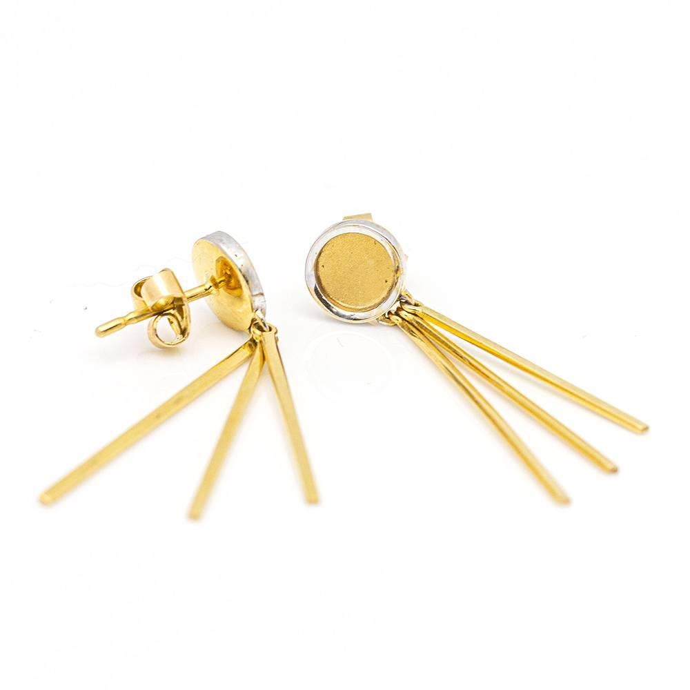 Earrings in Yellow and White Gold In New Condition For Sale In BARCELONA, ES