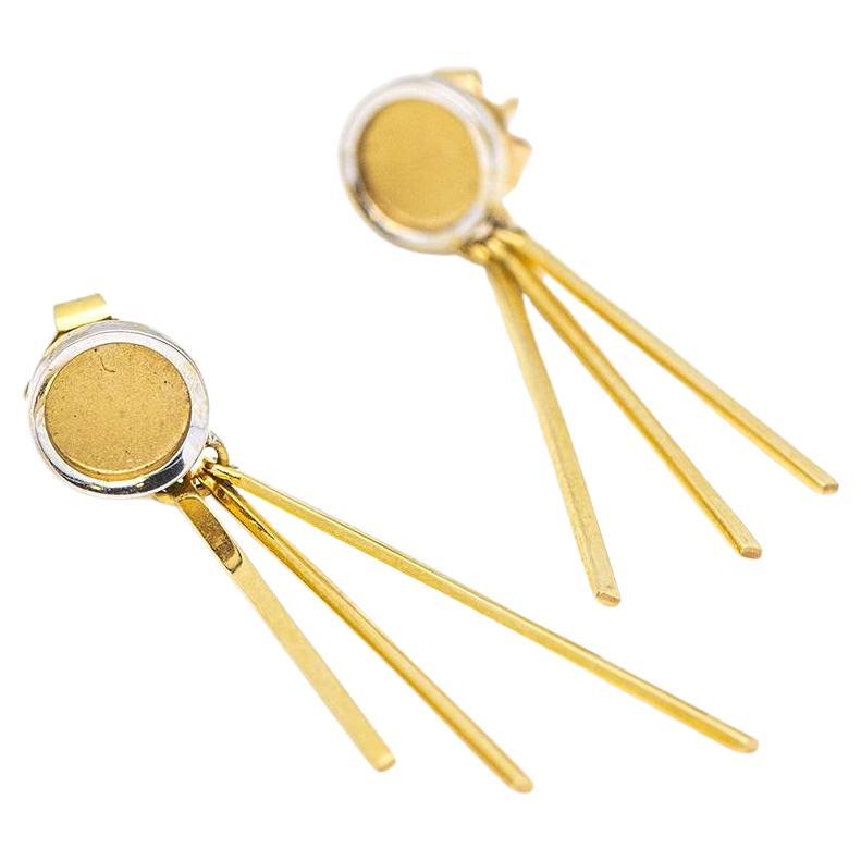 Earrings in Yellow and White Gold For Sale