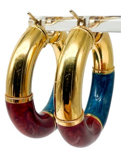 Earrings Italy, 18K Yellow Gold, Enamel