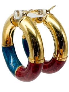 Orecchini Italia, Oro giallo 18K, Smalto