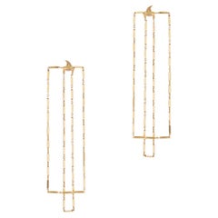 Earrings Long Light Box Chain Rectangular 18k Gold-Plated Silver Greek Earrings