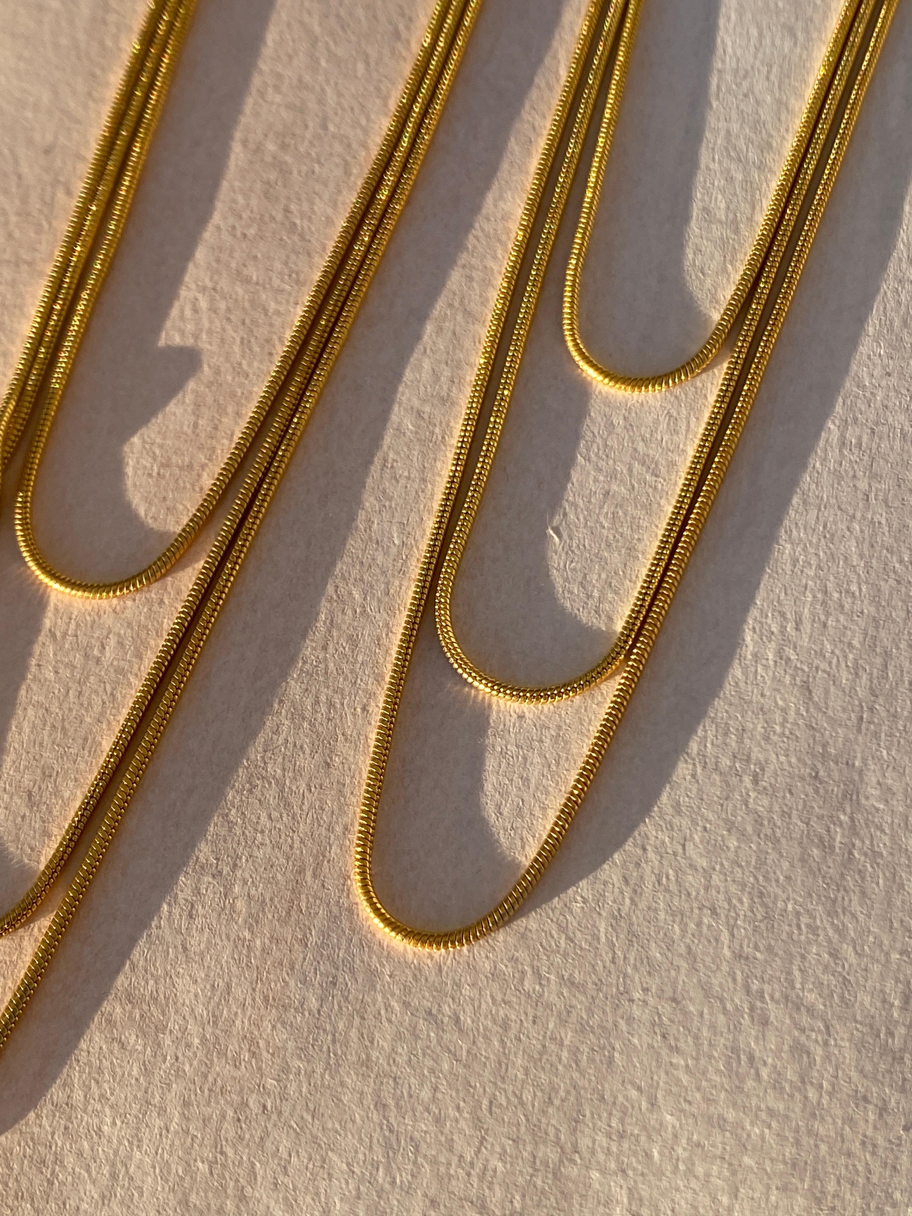 Earrings Long Minimal 18k Gold-Plated Silver Snake Chain Movement Greek Earrings For Sale 3