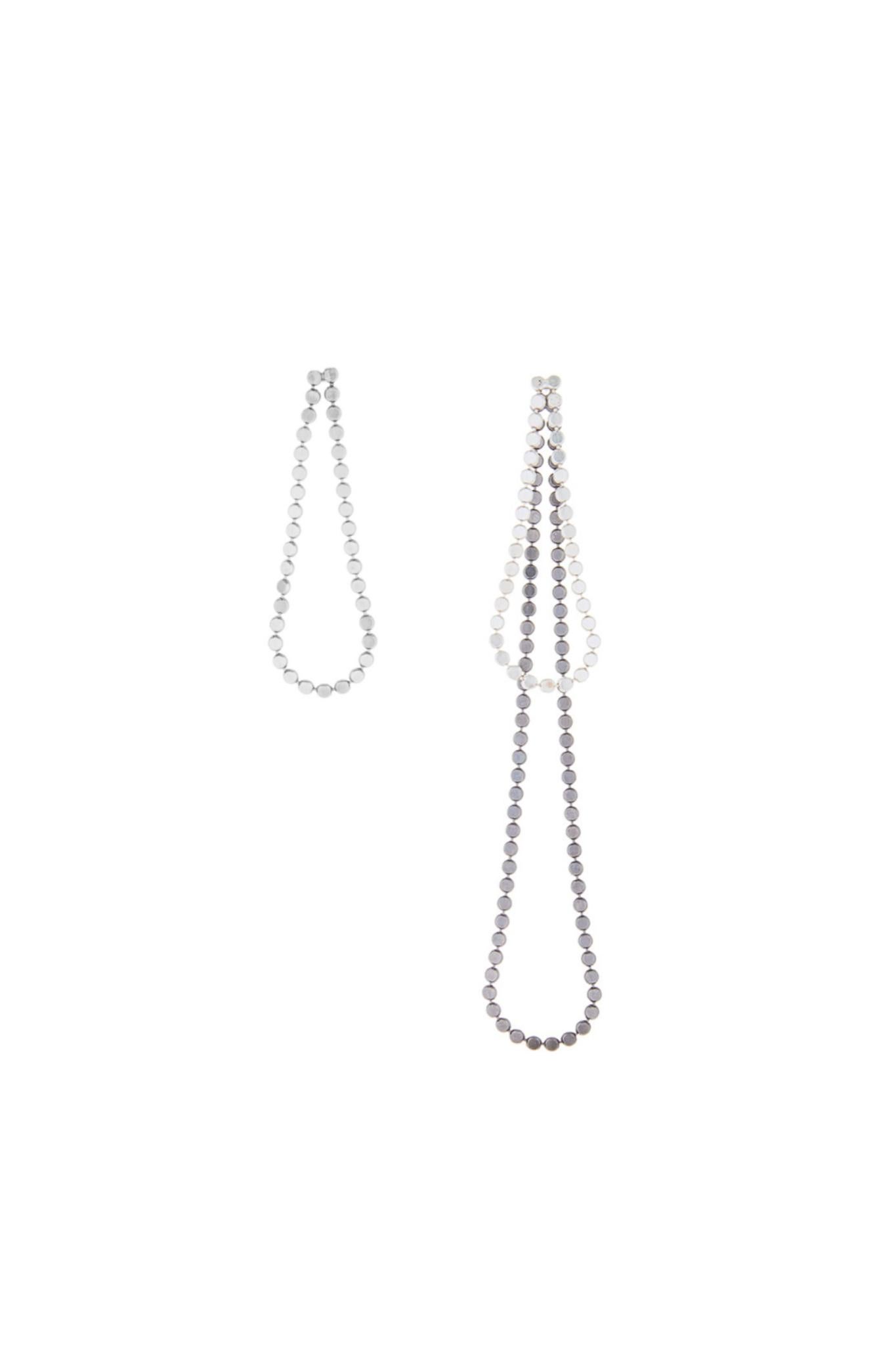 Women's Earrings Long Round Motif Chain Sterling Silver Black Rhodium Greek Earrings For Sale