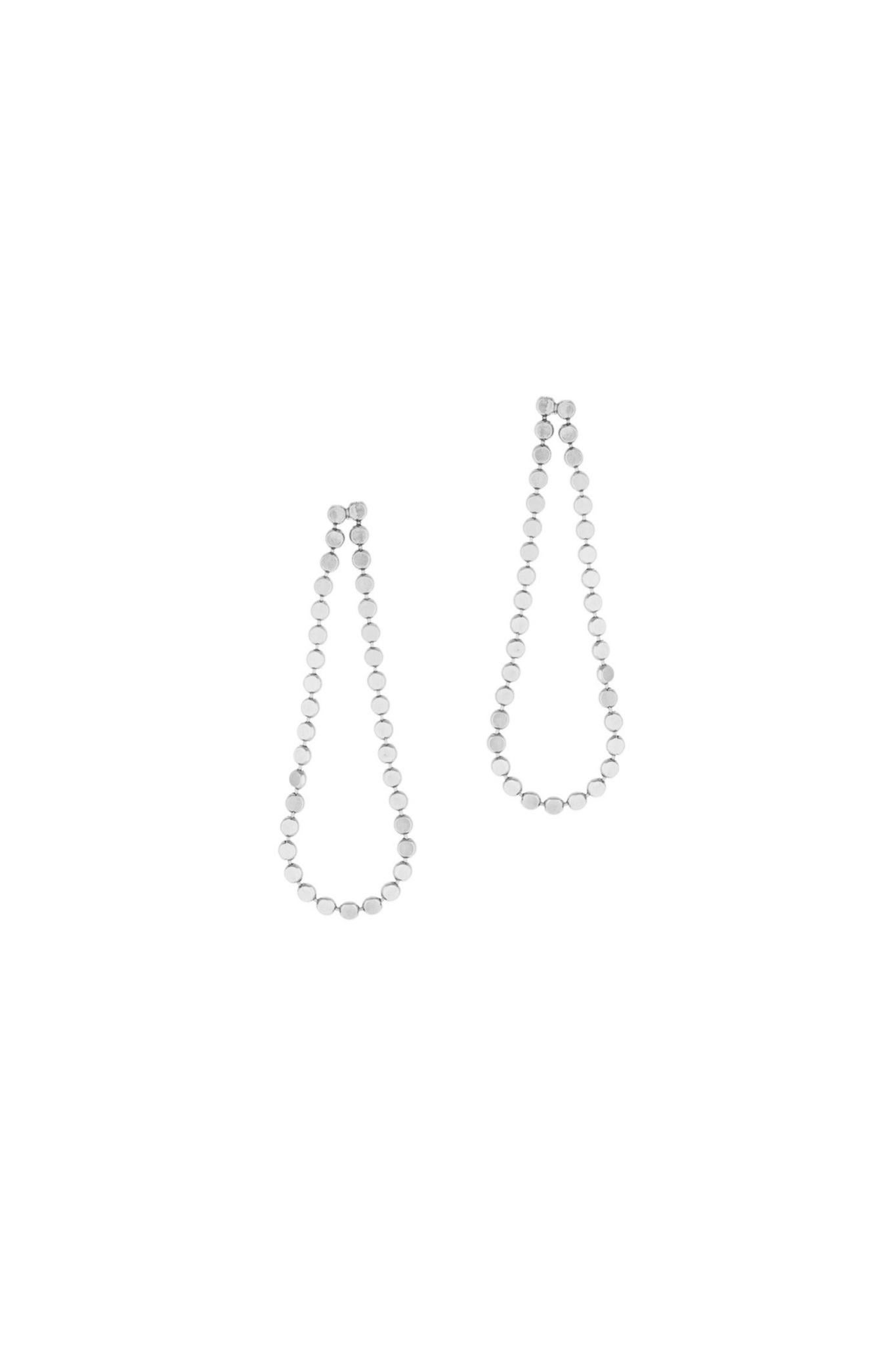 Earrings Long Round Motif Chain Sterling Silver Black Rhodium Greek Earrings For Sale 1