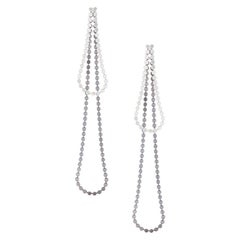Earrings Long Round Motif Chain Sterilng Silver Black Rhodium Greek Earrings