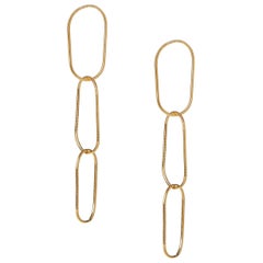 Earrings Long Snake Chain 18k Gold-Plated Silver Large Hoop Shape Greek Earrings