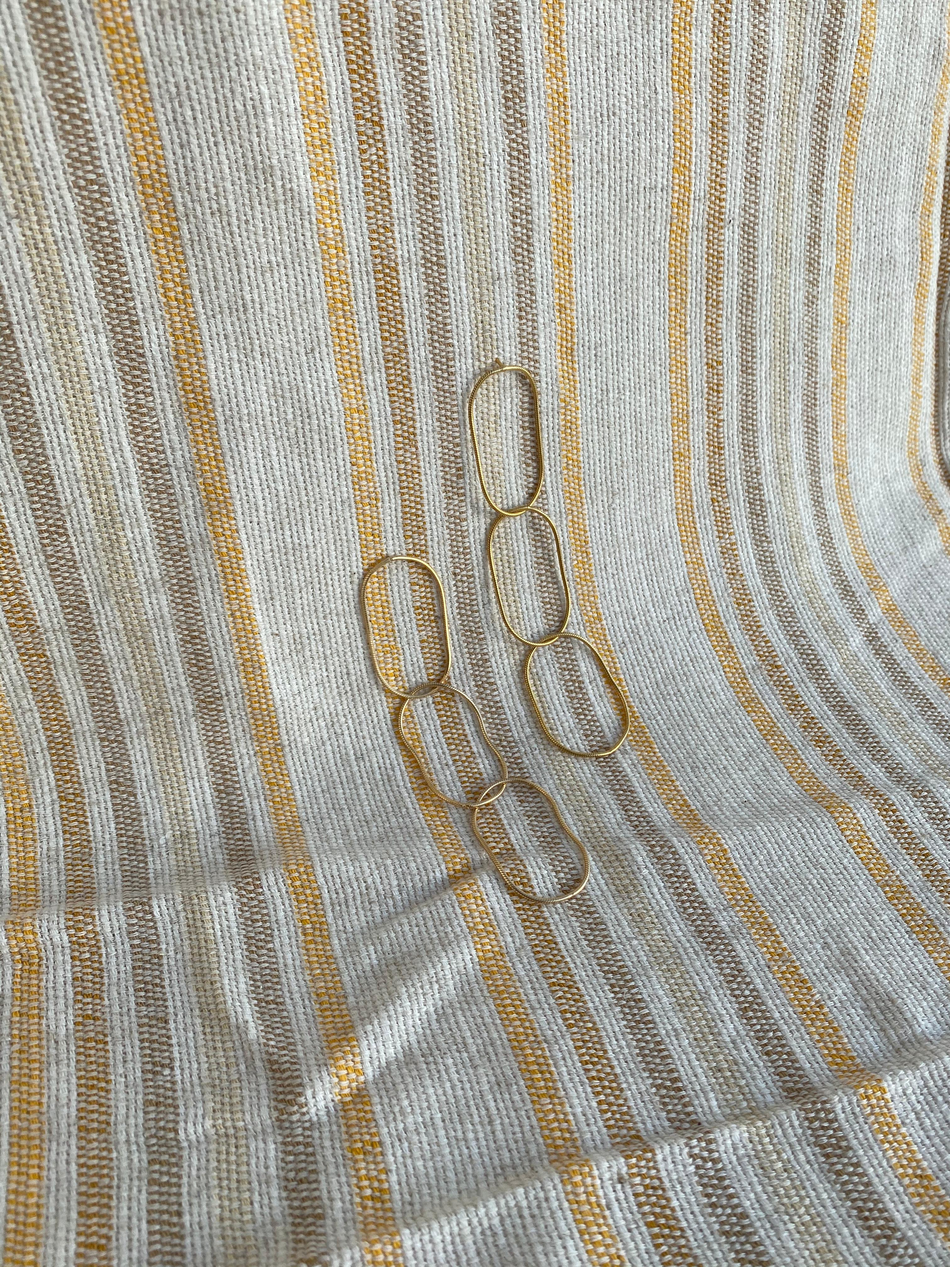 Earrings Long Snake Chain 18k Gold-Plated Silver Large Hoop Shape Greek Earrings For Sale 2